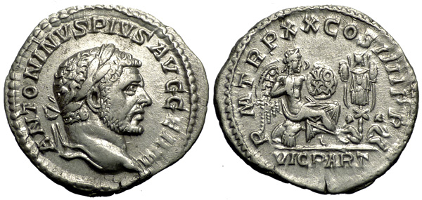 Caracalla Denarius, Victory/vota reverse, scarce
