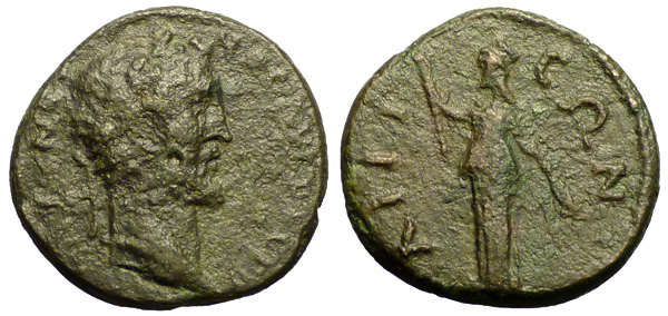 Antoninus Pius AE Assarion, Eileithuia reverse, Aegium, ex BCD and possibly the second known