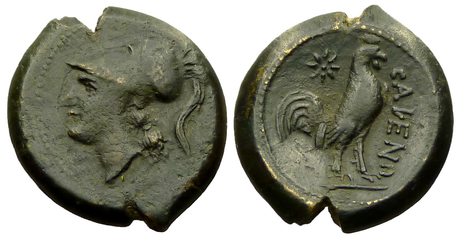 Cales AE18, head of Athena / cock, c. 270-250 BC