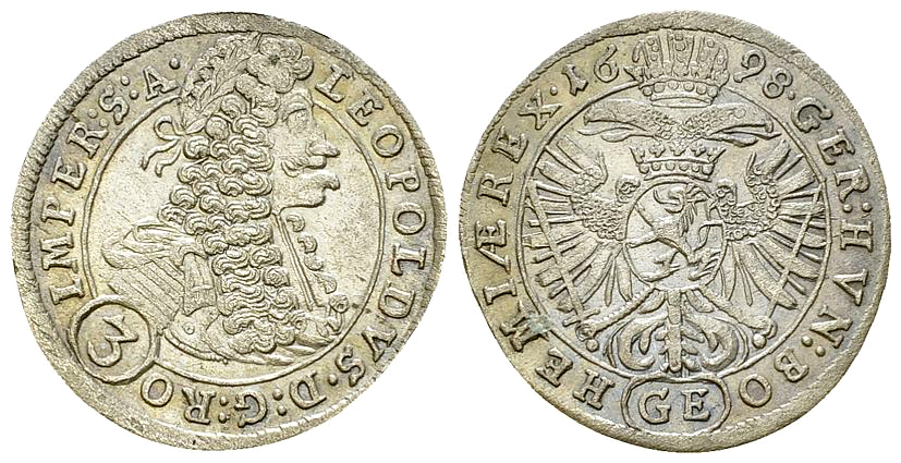 Leopold I. AR 3 Kreuzer 1698 GE