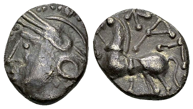 Aedui AR Quinarius, c. 80-50 BC, Kaletedou