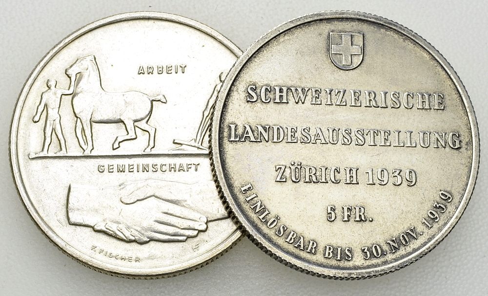 Schweiz, Lot von 2 AR 5 Franken 1939, Landesausstellung