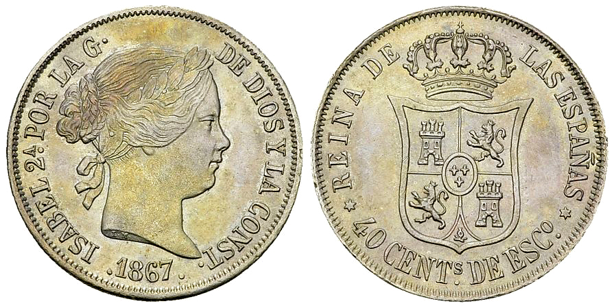 Isabella AR 40 Centimos 1867