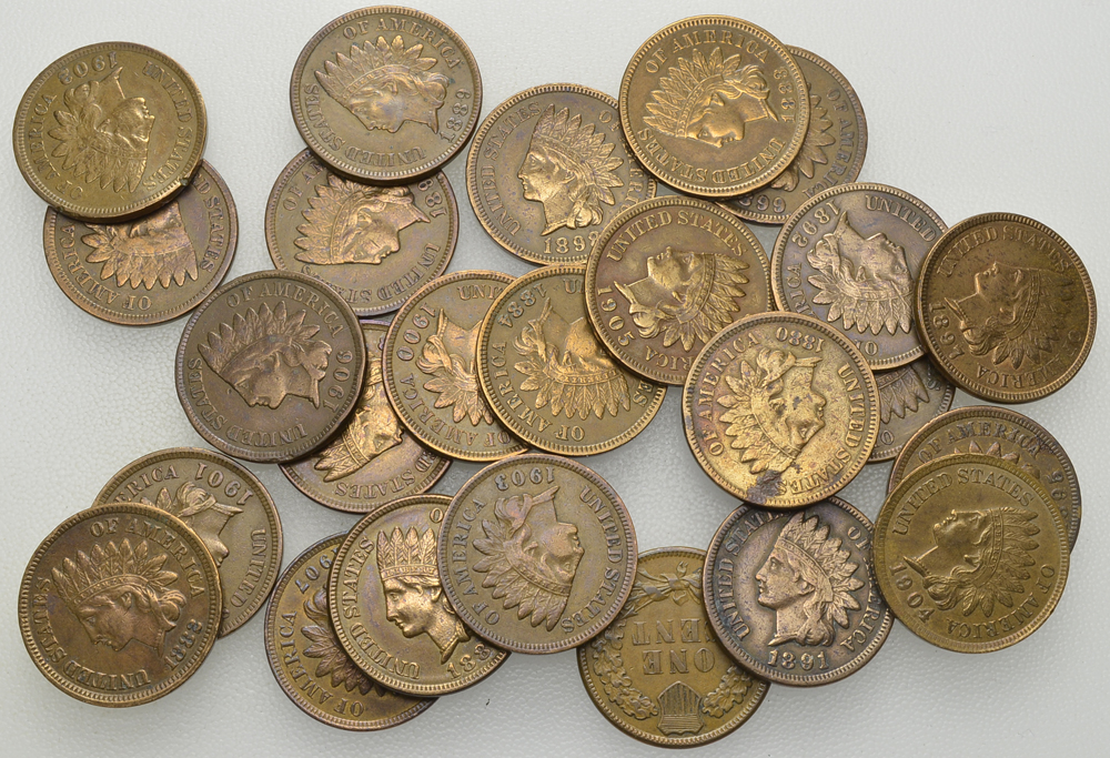 USA, Lot of 25 Indian Head cents