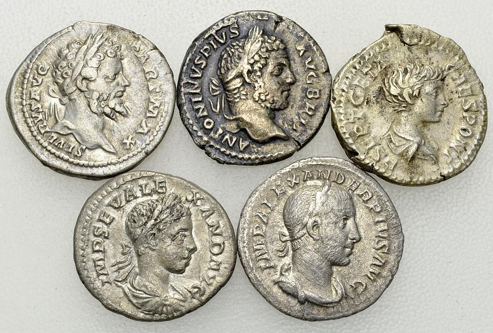 Roman Empire, Lot of 5 AR denarii