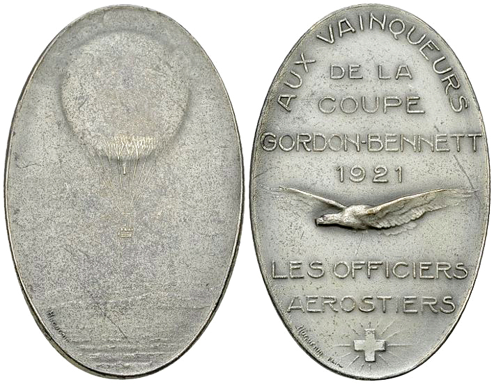 Schweiz, Versilberte AE Medaille 1921, Gordon-Bennett
