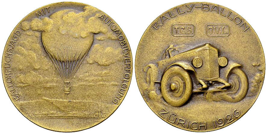 Zürich, AE Medaille 1926, Ballonfuchsjagd