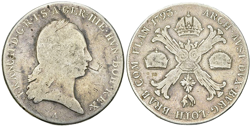 Franz II, AR Kronentaler 1793 A, Wien