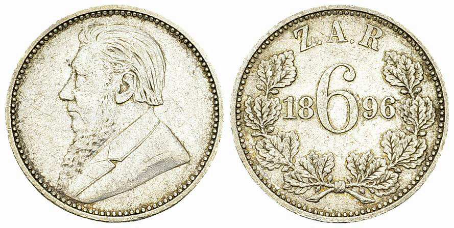 South Africa AR 6 Pence 1896