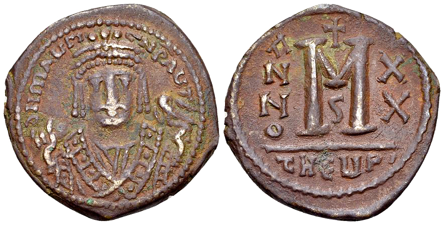 Mauricius Tiberius AE Follis, Theoupolis