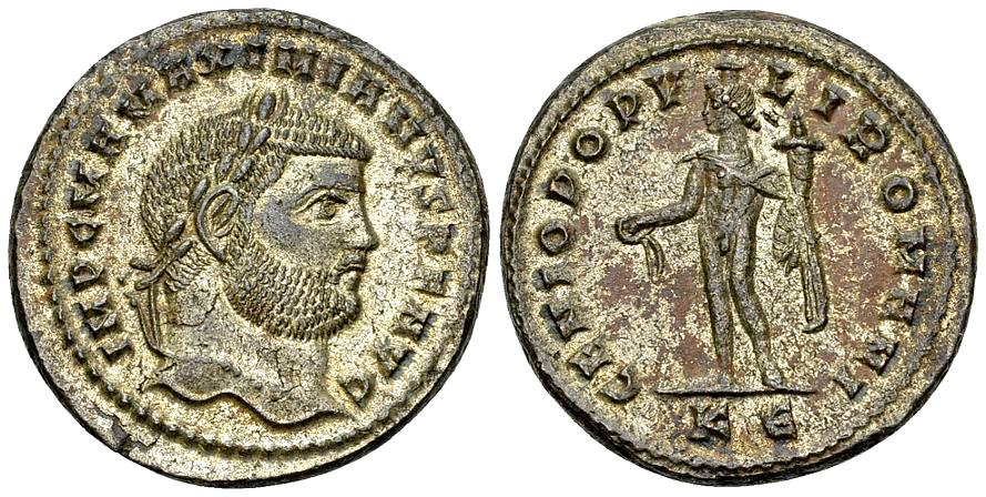 Maximianus Herculius silvered AE Nummus, Cyzicus