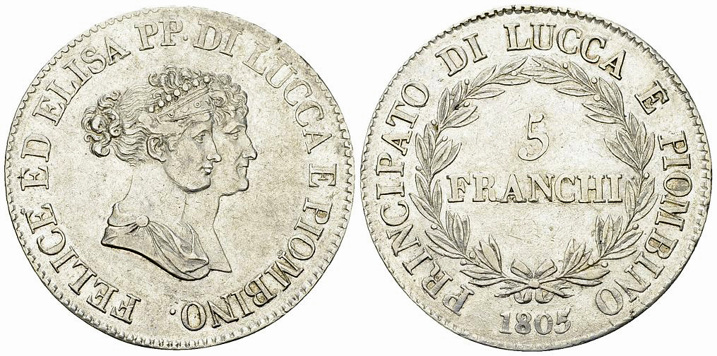 Lucca e Piombino, AR 5 Franchi 1805