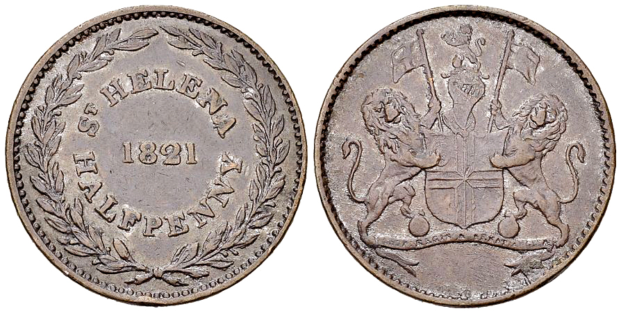Saint Helena CU 1/2 Penny 1821