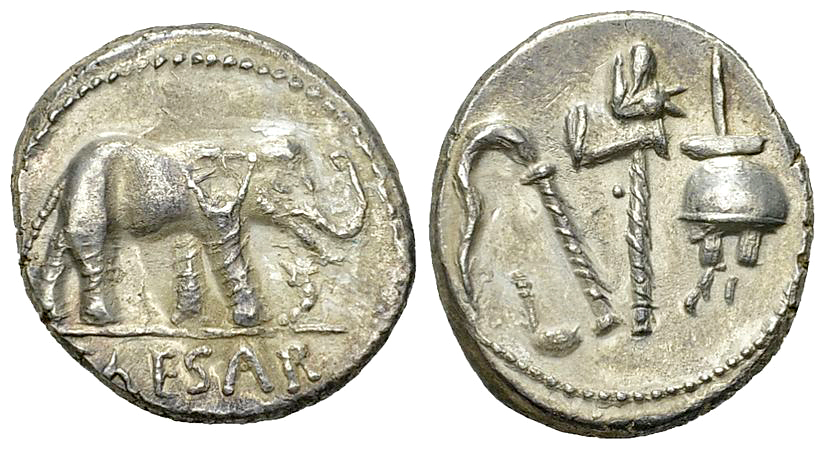 C. Julius Caesar AR Denarius, 49/48 BC