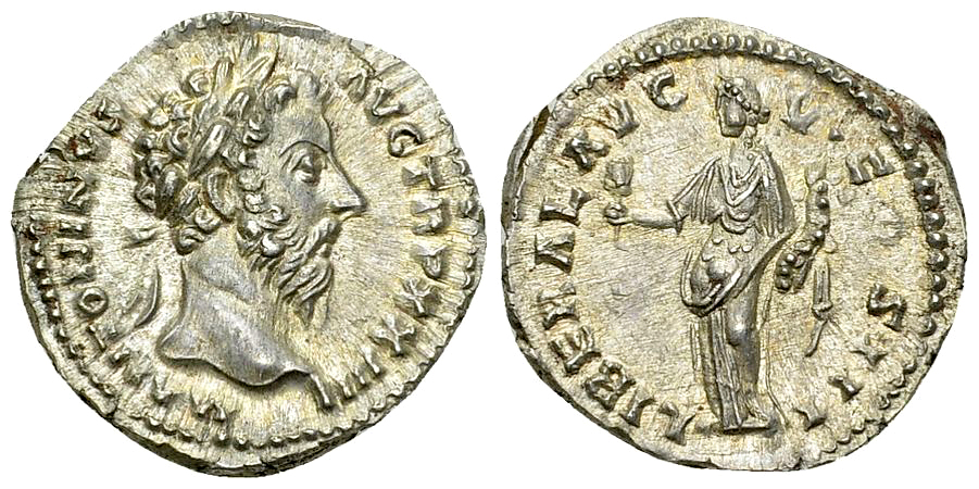 Marcus Aurelius AR Denarius, Liberalitas reverse