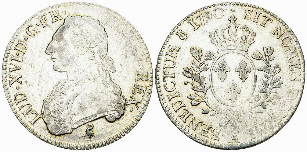 Louix XVI, AR Ecu 1790 A, Paris