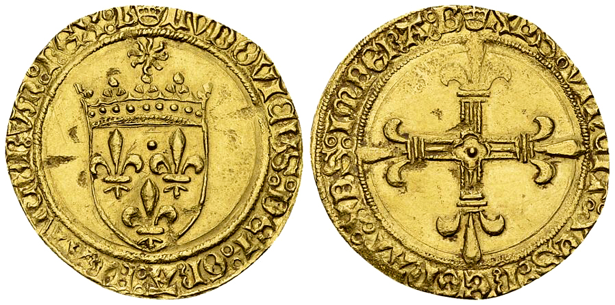 Louis XI, AV Ecu d'or au soleil 1475, Bourges