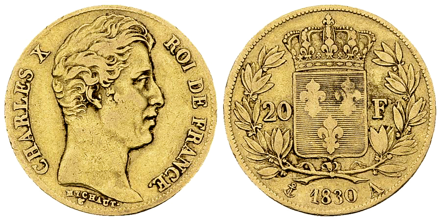 Charles X, AV 20 Francs 1830 A, Paris