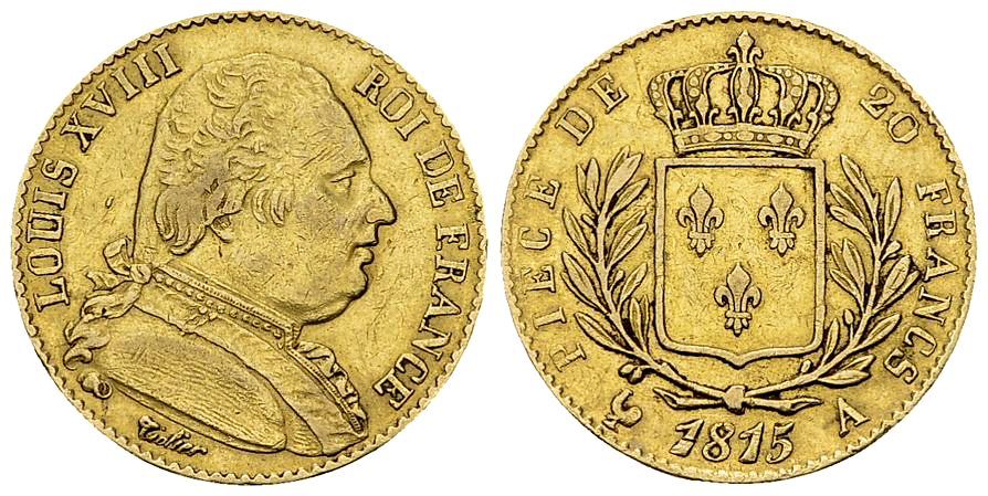 Louis XVIII, AV 20 Francs 1815 A, Paris