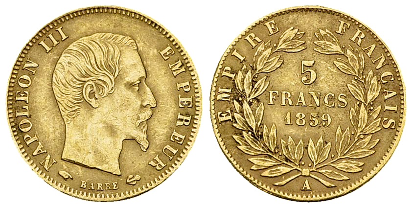 Napoléon III, AV 5 Francs 1859 A, Paris