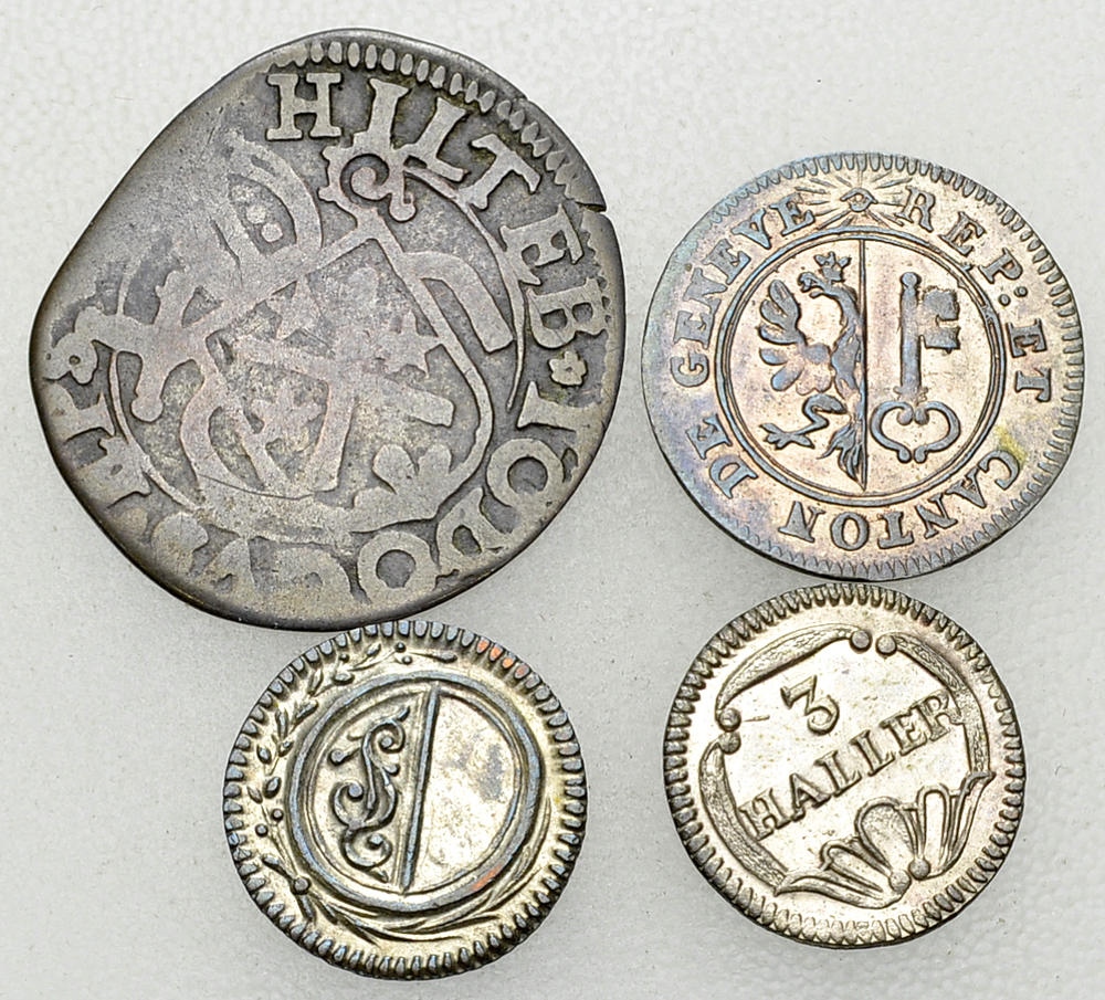 Schweiz, Lot von 4 Kantonalmünzen