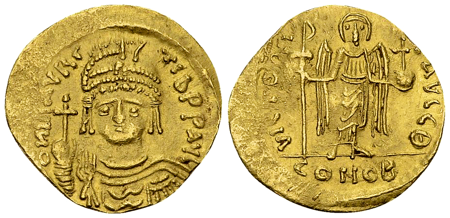 Mauricius Tiberius AV Solidus, Theoupolis mint