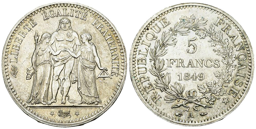 France, AR 5 Francs 1849 A, Paris