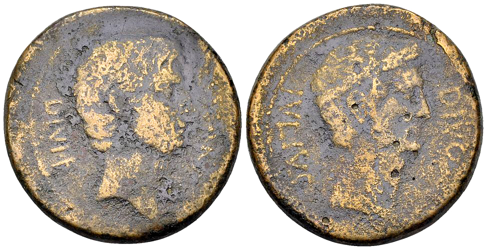 Octavian, with Divus Iulius Caeasar AE Sestertius
