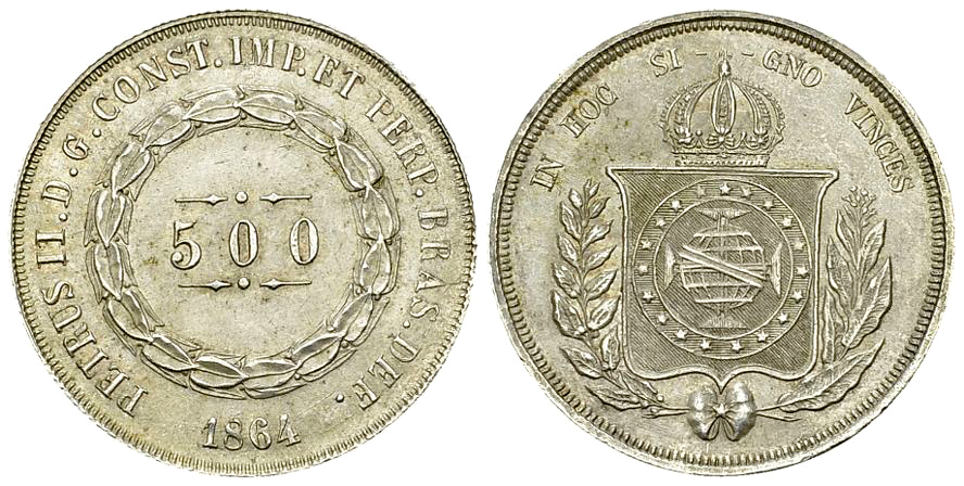 Brazil AR 500 Reis 1864