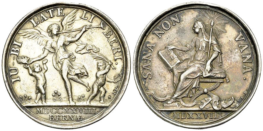 Bern, AR Medaille 1728, Reformationsfeier