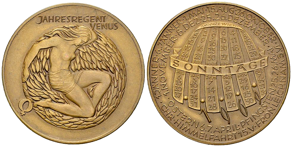 Austria, AE Kalendermedaille 1969, Venus