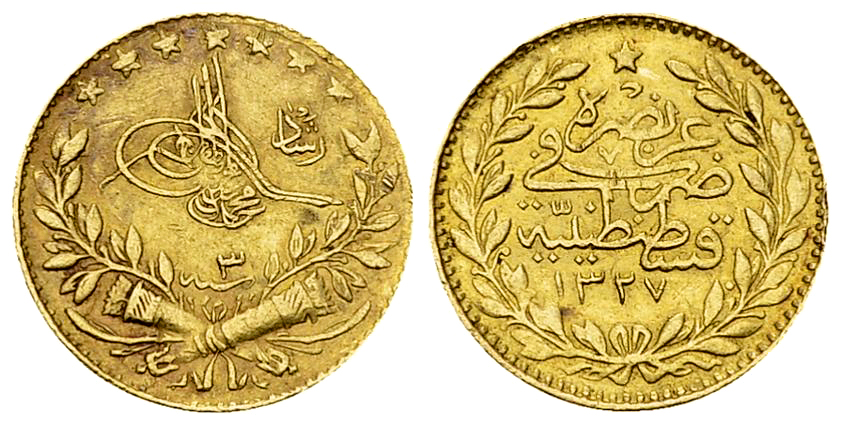 Mehmed V AV 25 Kurush 1327/3 AH
